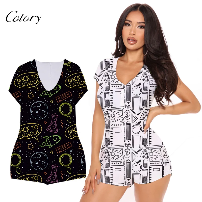 

Colory Plus Size Women Pajamas Woman Fashion Sleepwear Sexy V-neck, Picture shows