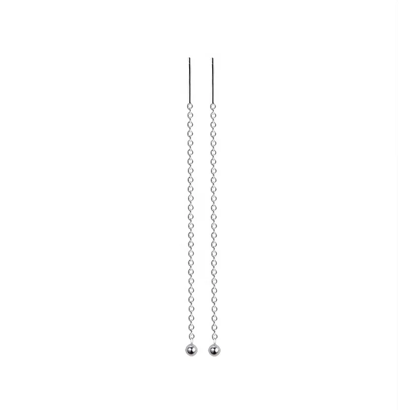 

Length Beads Earring Wire 925 Sterling Silver Earing Chain, White