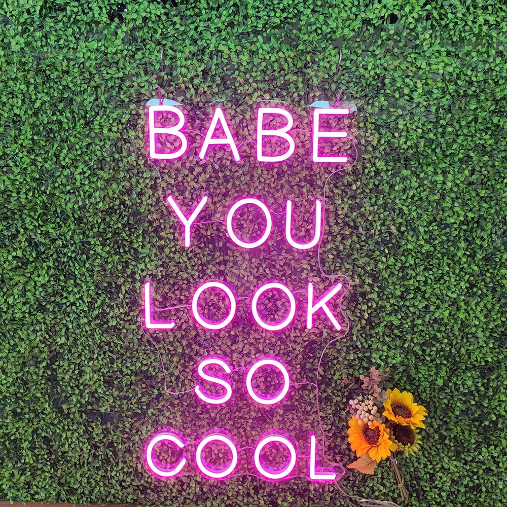 

Free Worldwide Shipping Dropshipping 40cm Width 9 Colors Babe You Look So Cool Led Custom Light Neon Sign