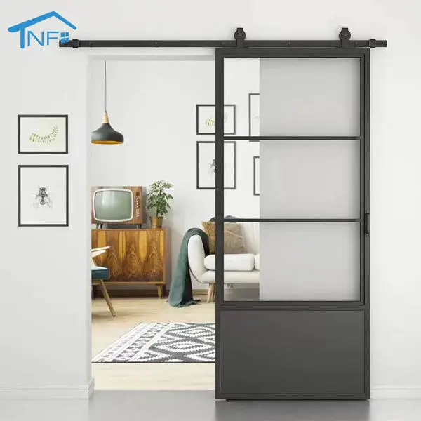 

Customized Interior Shower Barn Door Aluminium Sliding Tempered Glass Barn Doors For Bath Room