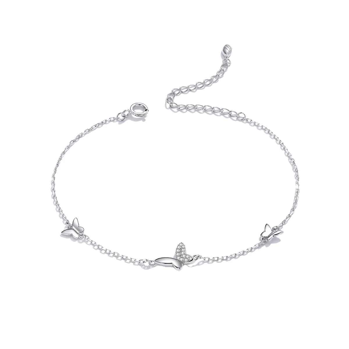 

Good Quality 925 Silver Accessories Women Butterflies Link Chain Bracelet
