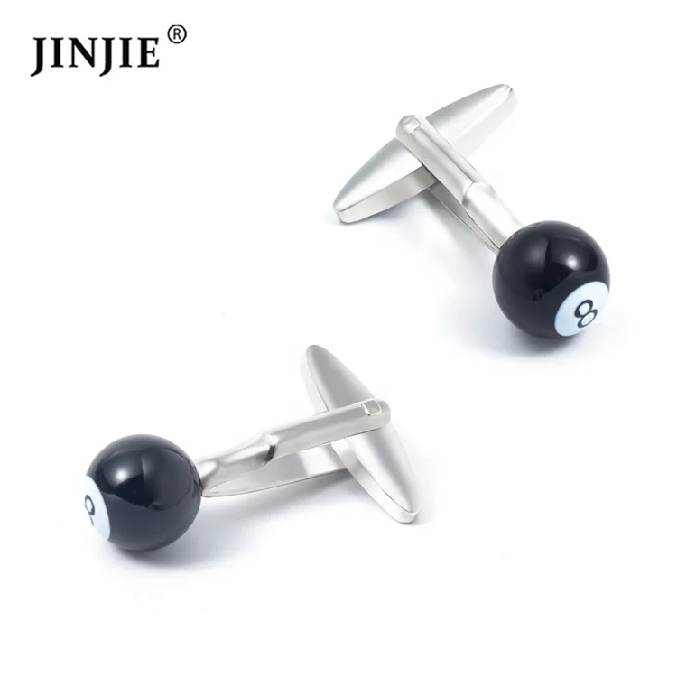 

Novelty Billiards Cufflinks for Mens Shirt Fashion Cuff Accessories Black Ball Cufflinks Party Gift, Silver plated