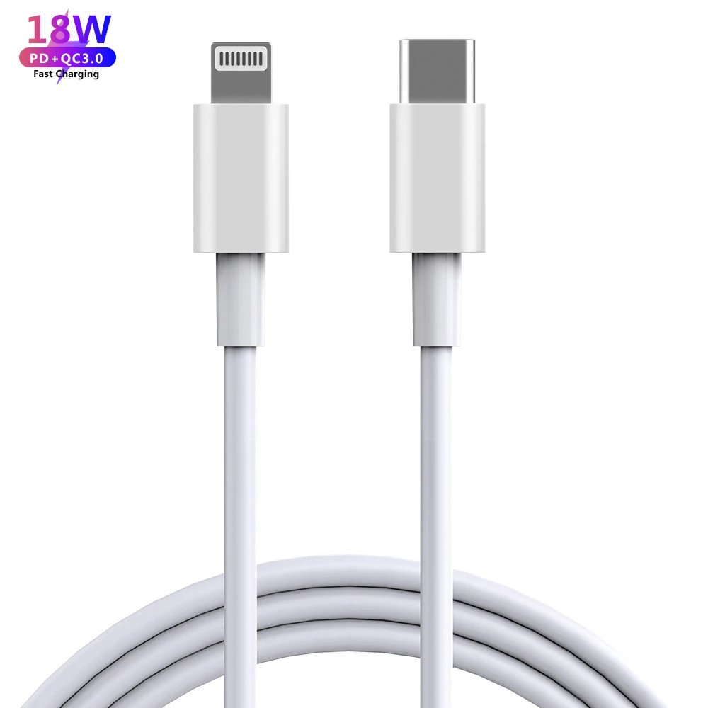 

PD 18W fast charging cable for iso fast charging type c usb c chage cable charger 1m 2m, White
