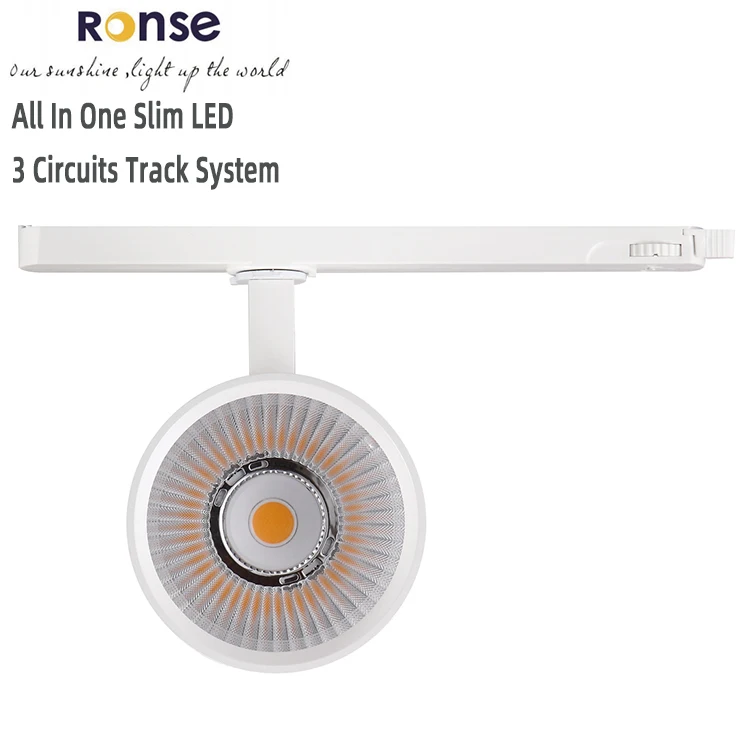 

RONSE Project Track Light Manufacturer Led Spot Downlight Adjustable 3 Circuits Track System 20w 30w 40w Track Light Slim Led
