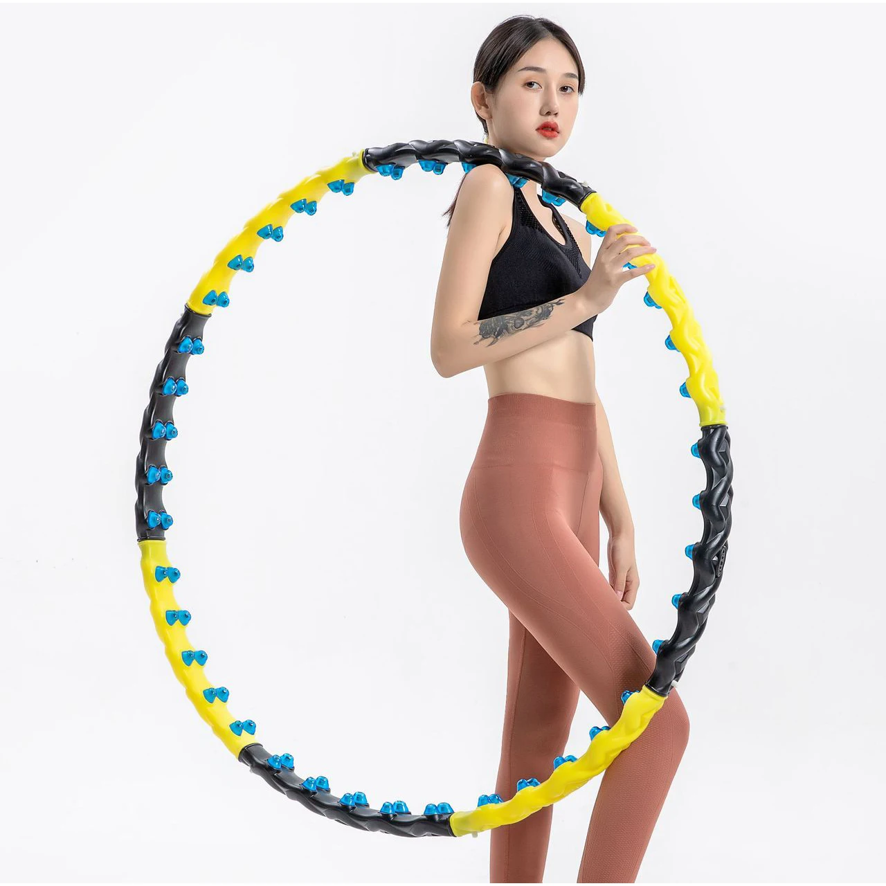 

2021 Wholesale Removable Eight-Section Weighted Magnet Hula Gymnastic Hula Fitness Hoop for Teenager and Adults, Customized color