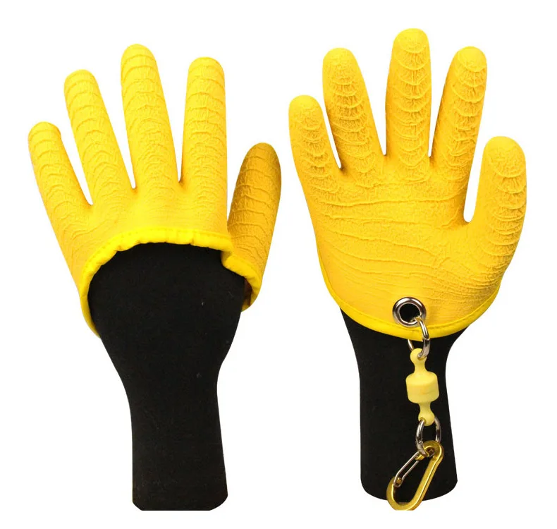 

Customized Professional PE Half Palm Waterproof Anti Cut Fishing Gear Supplies Gloves For Fishing, Yellow