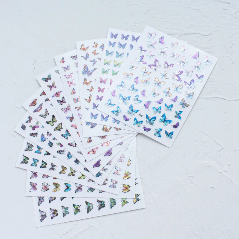 

3D Butterfly Nail Art Stickers Adhesive Sliders Colorful DIY Golden Nail Transfer Decals Foils Wraps Decorations