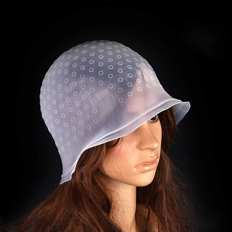 

Silicone Highlight Cap Reusable Highlight Hair Cap Salon Hair Coloring Dye Cap with Hooks for Women Girls Dyeing Hair, White,purple,blue,customized