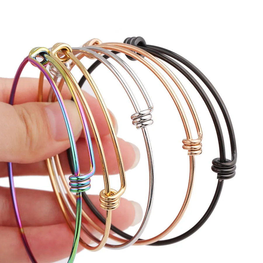 

Stainless Steel DIY Charm Bangle Expandable Adjustable Wire Bangles Bracelet Wholesale
