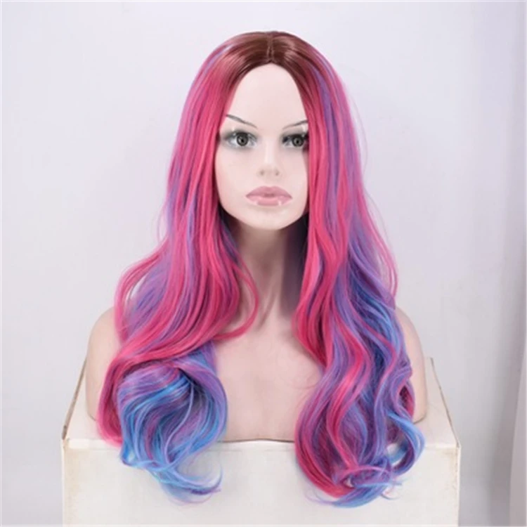 

Prom Party Cosplay Wig Centrally Colored Wig Gradual Long Curly Hair Synthetic Wig Vendors