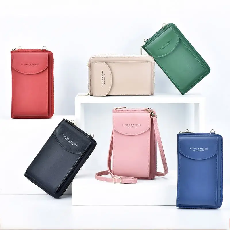 

Good Price Women Lady Leather Mobile Phone Purse Wallet, 6 colors