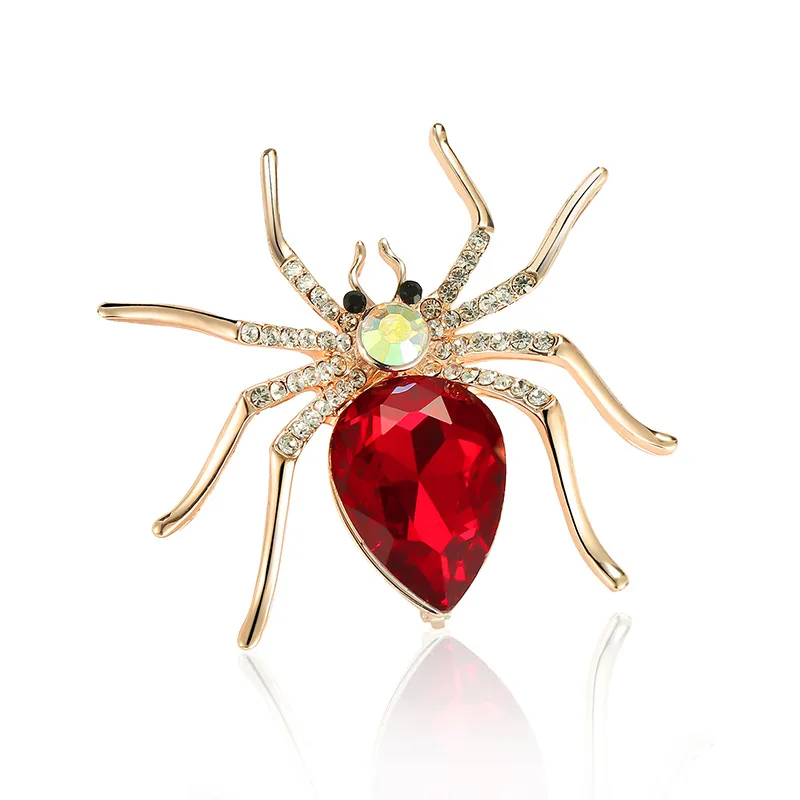 

Jachon New exaggerated big spider Austria crystal brooch 18K gold set diamond brooch dress accessories, As picture