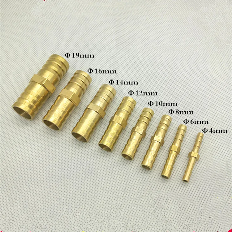 

Brass Straight Hose Pipe Fitting Equal Barb 4mm 6mm 8mm 10mm 12mm 14mm 19mm Gas Copper Barbed Coupler Connector Adapter, Picture