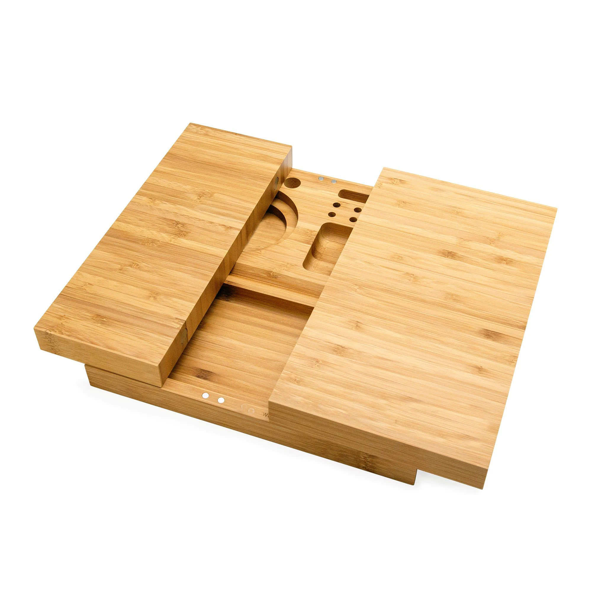 

Raw triple flip magnetic bamboo rolling tray with Built-in Ashtray use for Cigarette and cigar, Natural