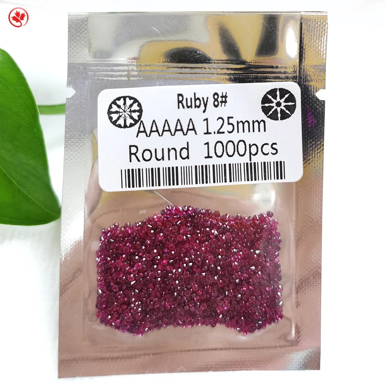 

5A Wholesale high quality synthetic loose stone corundum ruby round shape 8# 1000pcs package