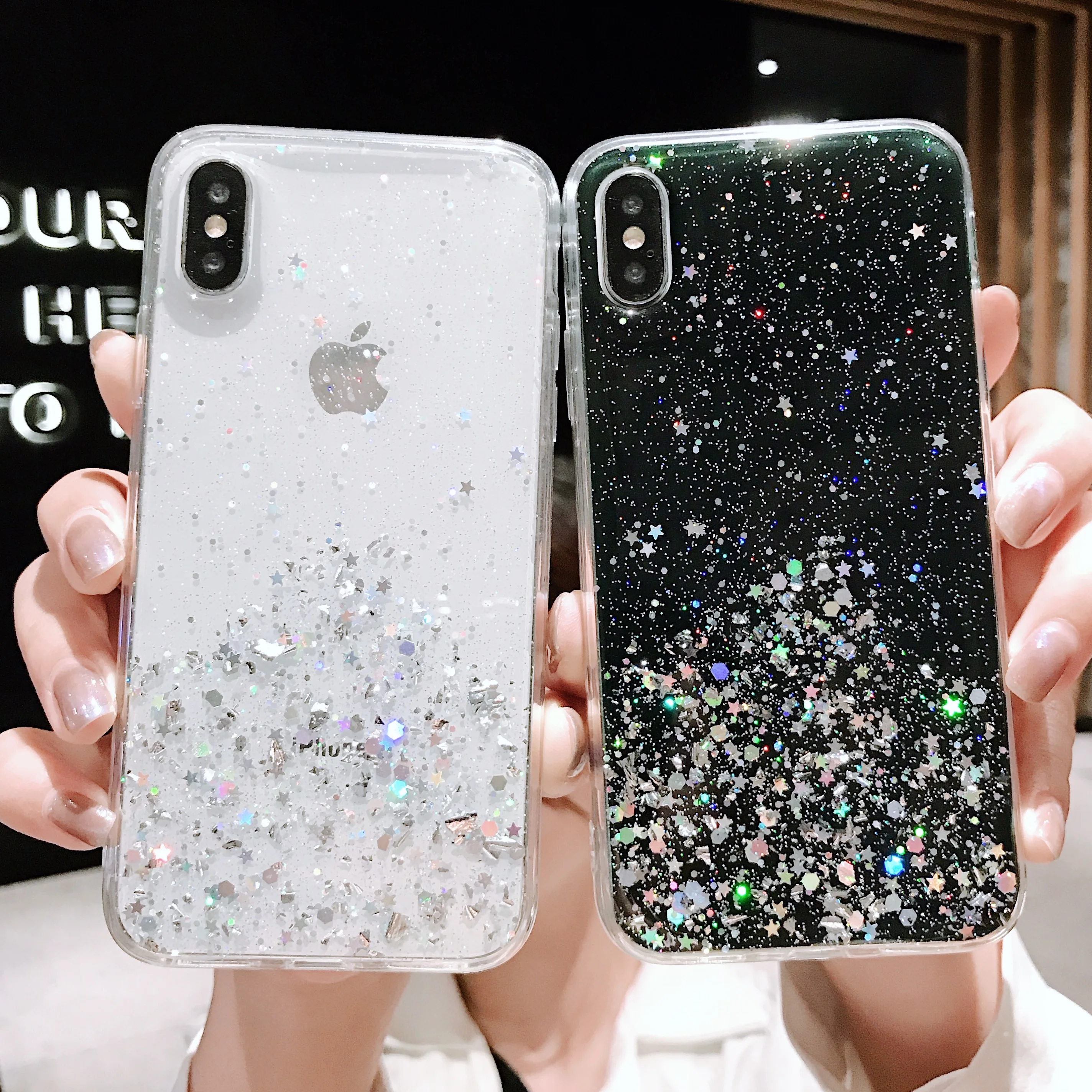 

candy color cell phone case Luxury Bling Gold Silver Foil Glitter TPU Phone Case Cover for samsung S9 S9p S10 S10p