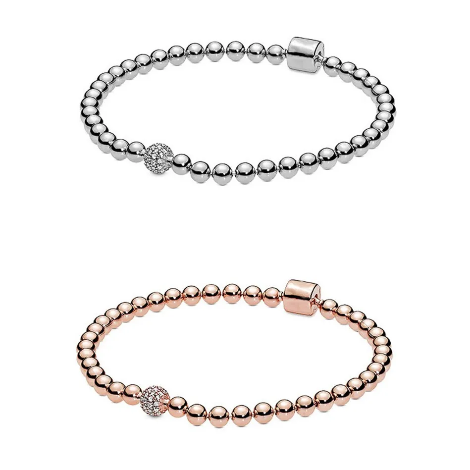 

2021 Hot Selling Rose Gold Bracelet Elegant Matching Bracelet 925 Silver Diy Women Charm Bracelet, Silver and rose gold
