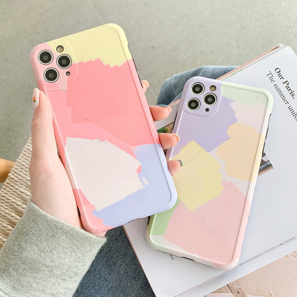 

Camera Protection Phone Cases for iPhone 11 Pro Max XR XS Max 7 8 Plus X Soft IMD Art Oil Painting Back Cover