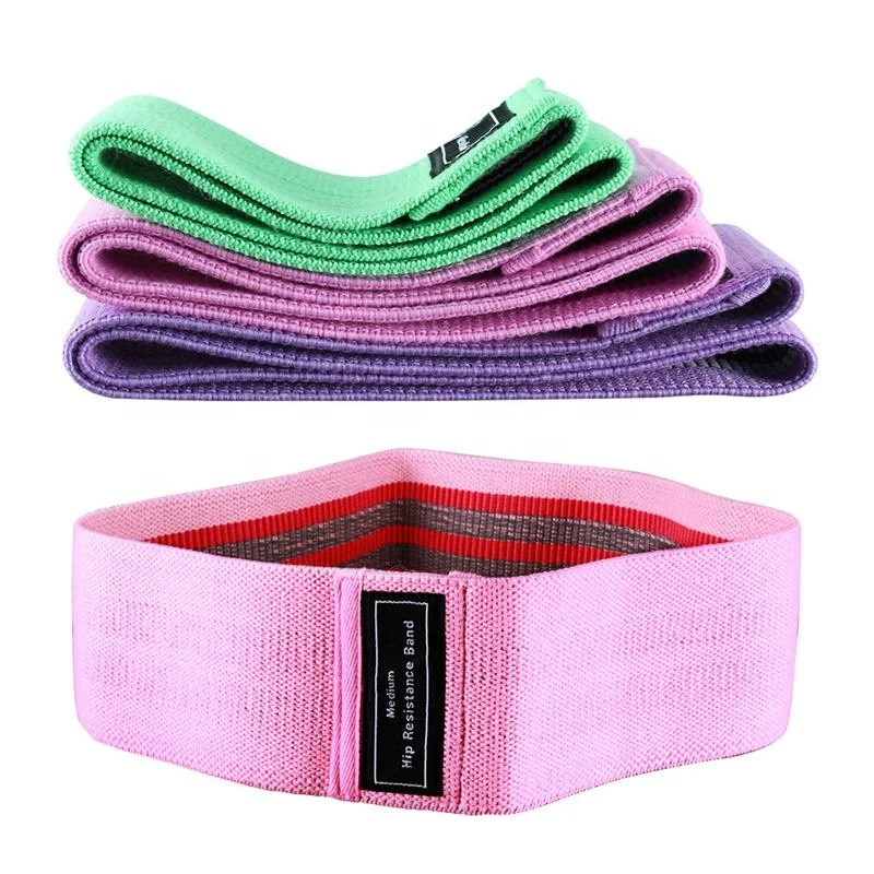 

3 Pcs Set RTS Wholesale Hip Fabric Fitness Training Body Gym Home Pull Up Exercise Non Slip Resistance Bands With Custom Logo, Black blue pink green purple gray or custom color