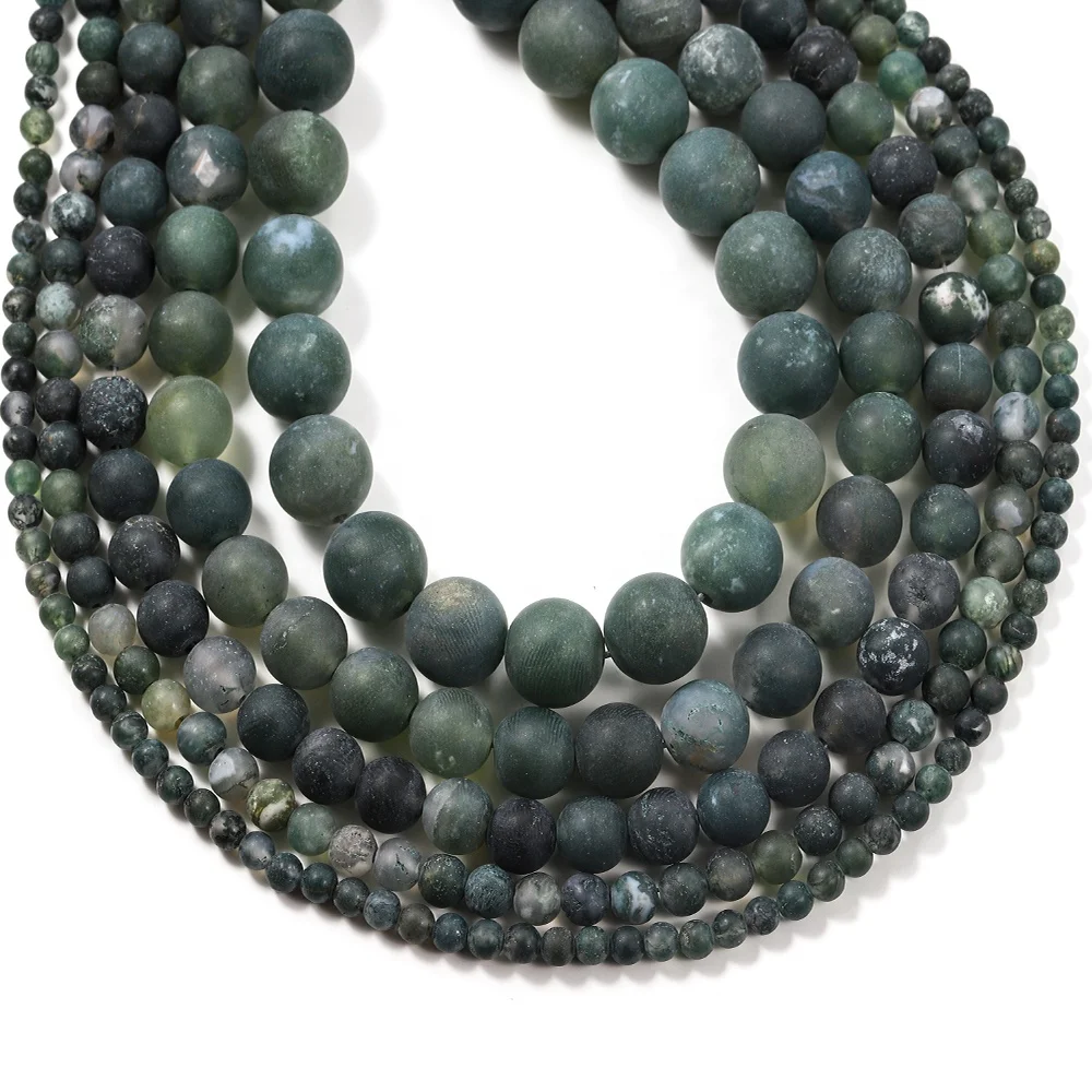 

1Strand/lot 4-12mm Natural Matte Aquatic Green Stone Dull Polish Round Loose Spacer Beads For Jewelry Makings Supplies Wholesale, Mix