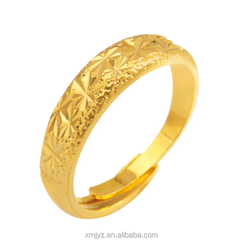 

Live Source Of Concave Dot Rice Pattern Fine Ring Female Brass Gold-Plated Ring Niche Design Ring