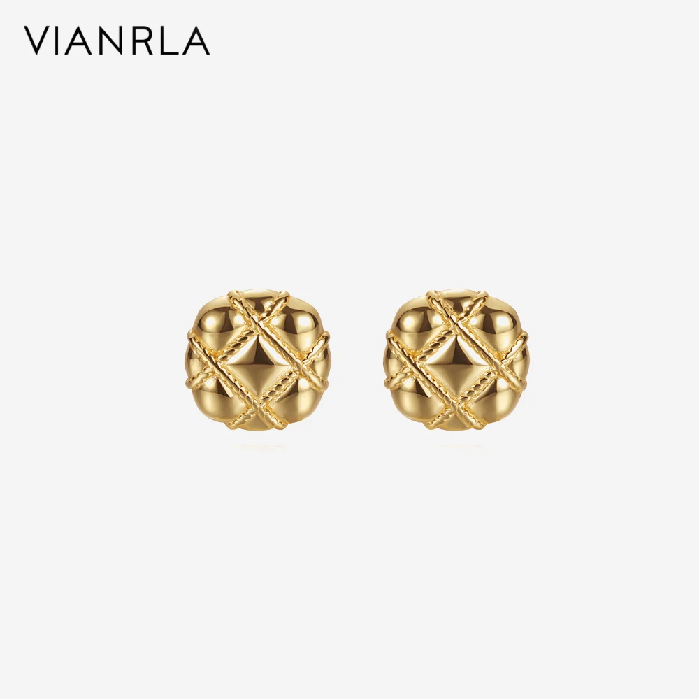 

VIANRLA 925 Sterling Silver Jewelry Ear Studs 18k Earring Silver Texture Circular Share For Women Wholesale