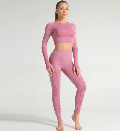 

Wholesale Solid Color 3/5 Pcs High Supportive Leggins Yoga Crop Top Seamless Workout Outfit Women Lift Butt Gym Fitness Sets, Customized color