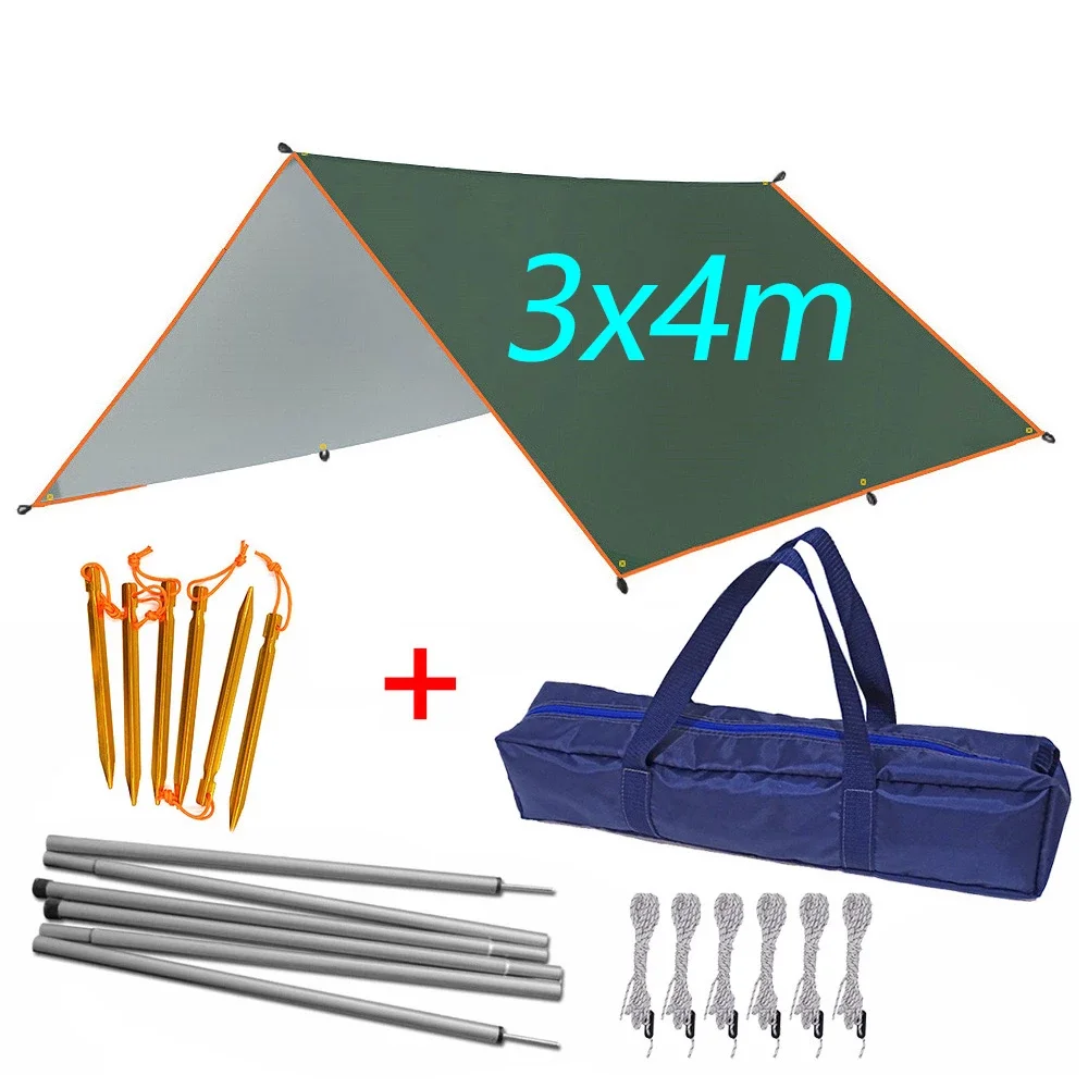 

Outdoor Waterproof Camping Tarp Rain Fly Hot Sale Easy Folding Sun Shelter Tent For 1-4 Person 3mx3m 3mx4m