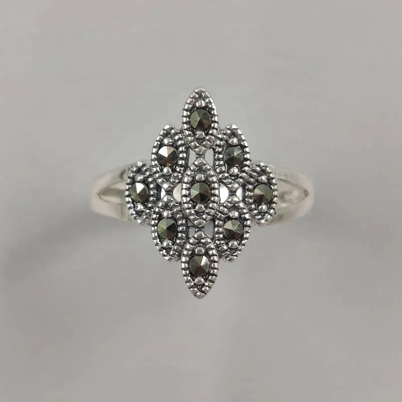 

rings jewelry women 925 sterling silver 18k gold plated gemstone marcasite gift party adjustable 925 sterling silver rings, White gold (rose gold, yellow are avaliable)