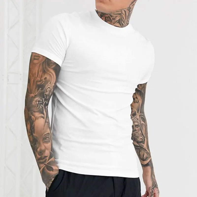 

New Design Slim Fit pima cotton t-shirt Custom Cheap Men Plain Muscle Fit White Men's T-shirts Wholesale