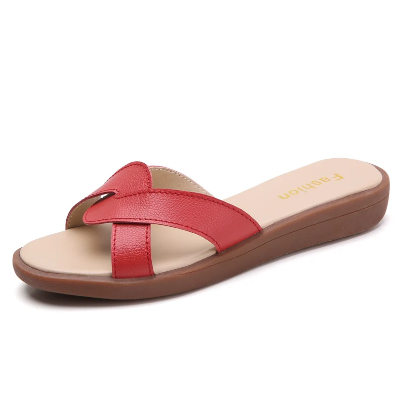 

2020 Summer women fashion Genuine Leather sandals Casual slippers