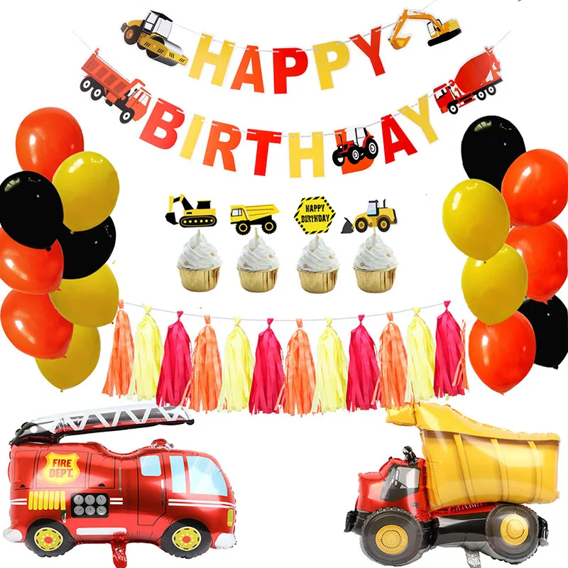 Huiran Fournitures De Fete D Anniversaire Pour Enfants Kits De Camion Benne Ensemble De Ballons Banderole Decoration De Fete Pour Garcon Jeu De Pompier Pour Les Petits Buy Fete D Anniversaire De Construction Decoration De Fete De Theme De