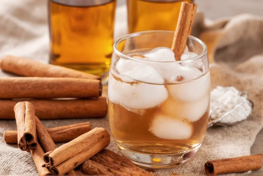 Step-by-step preparation of cinnamon water showing cinnamon sticks steeping in glass jar with water