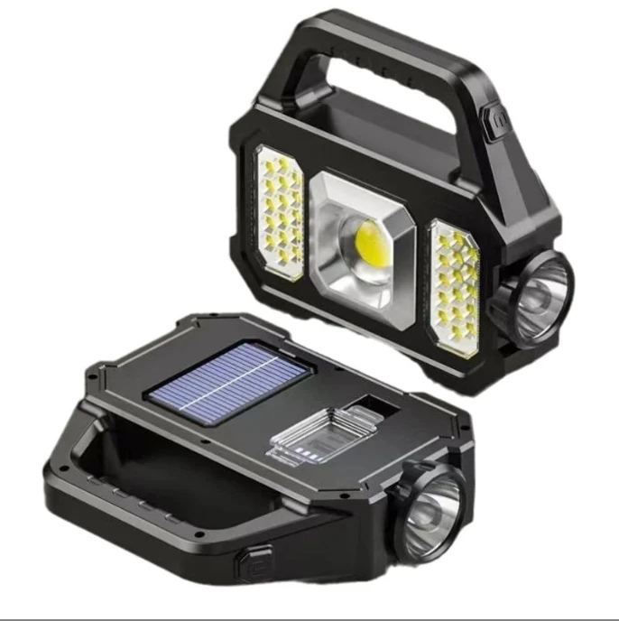 High Power Led Flashlights Rechargeable Camping Work Light Multi Functional Portable Light Solar Charging 6 Lighting Modes