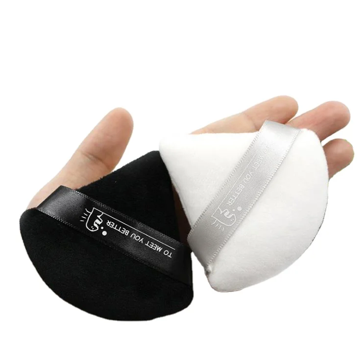 

Red Black Grey Soft Triangle Cosmetic Cotton Makeup Foundation Powder Puff With Long Fluff Soft Velvet Fabric
