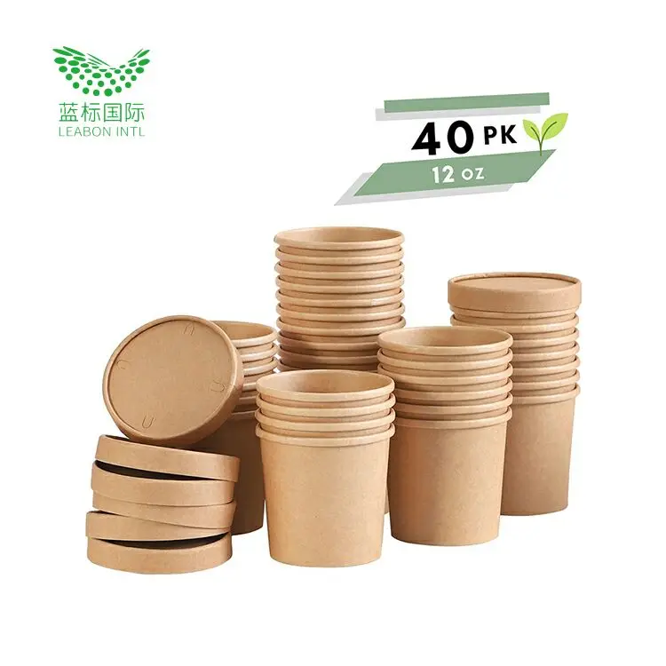 

8 oz Kraft Brown Disposable Soup Cups with Lids have Multipurpose Use as Ice Cream Cups with Lids - Soup Containers To Go for Re