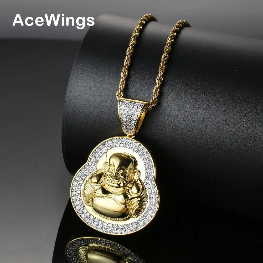 CN016 Bling Bling Hip Hop Brass  Pendant Gold Color Plated Micro Pave AAA Cubic Zircon Necklace Jewelry for Men