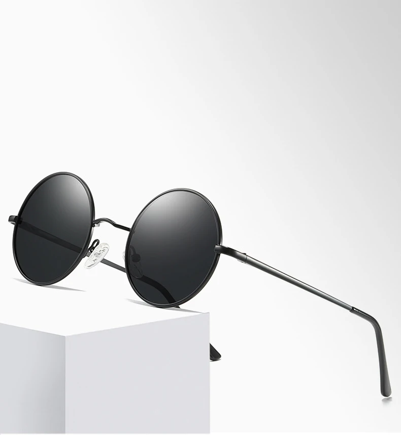 

Classic black punk polarized round sunglasses gafas de sol 5 en 1 men fashion 2020 sunglasses