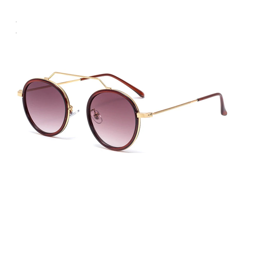 

Luxury Vintage Woman Adjustable Pads Round Gold Full Rim Frames Sunglasses