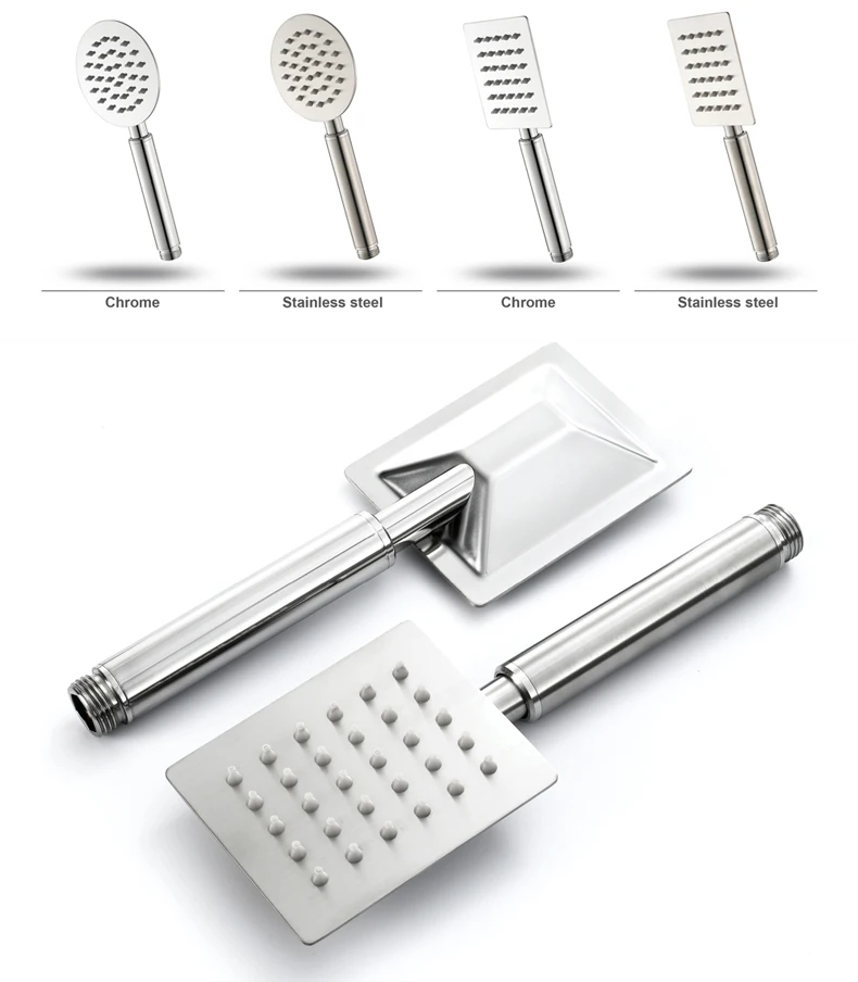 HIDEEP bath shower stainless steel brushed square bathroom hand shower head