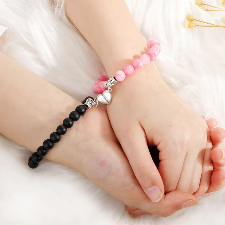 

In Stock Small MOQ Wholesale High Quality 2022 Natural Stone Bead Magnetic Couple Bracelets Pair Jewelry