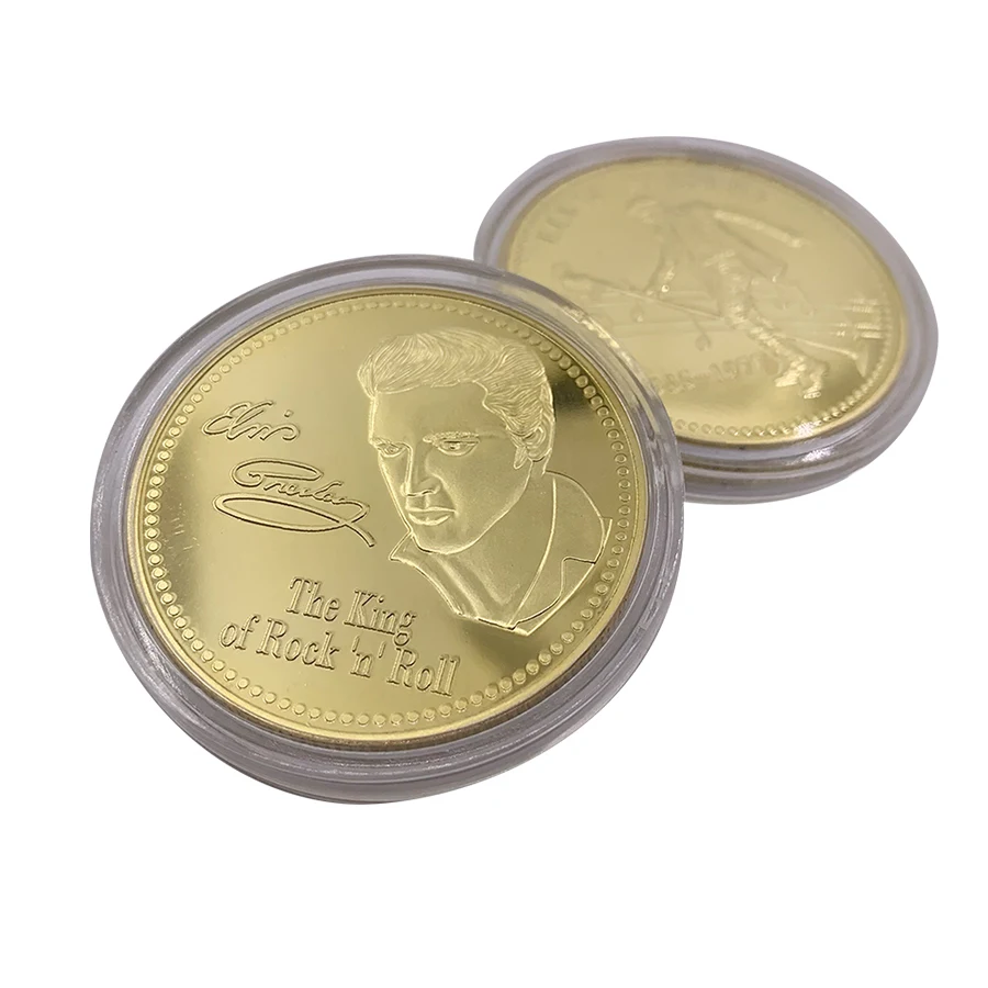 

Elvis Presley Gold Commemorative Coin Limited Edition 1935-1977 The King Rock Pop Popular American Style Coins Gift