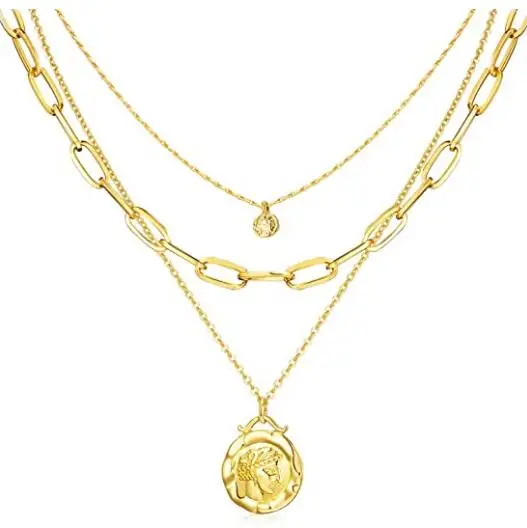 

Gift Layered Gold Necklace Gold Plated Long Loop Necklace for Women