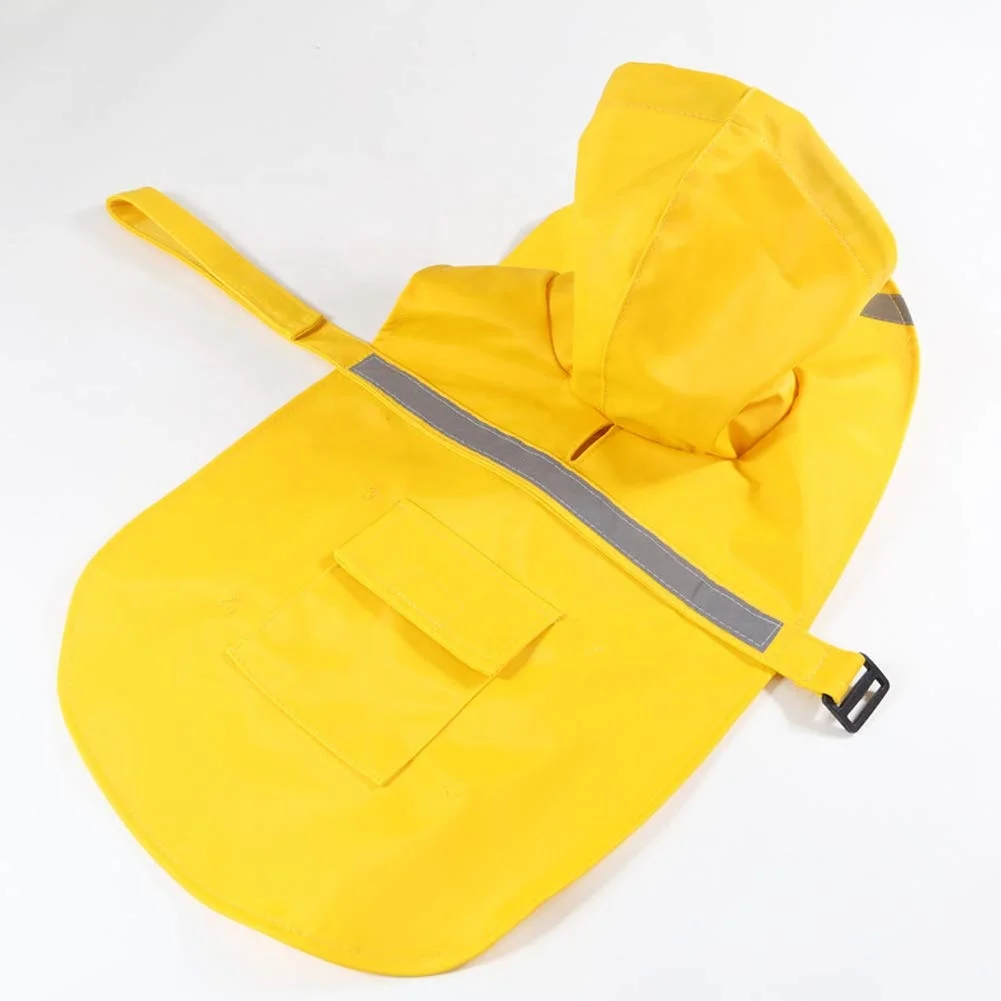 

Wholesale Custom Waterproof Large Dog Rain Coat Safe Jacket Reflective Adjustable Comfortable Large Pet Dog Raincoat With Hood, Picture shows