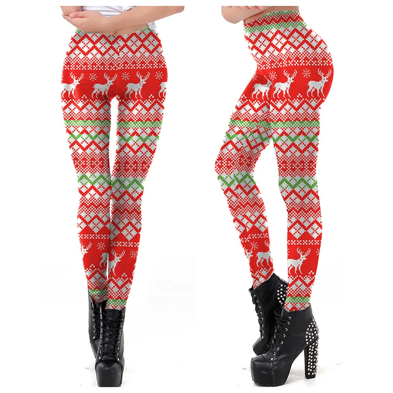 

Christmas Clothing 2021 Amazon New Holiday Women's Digital Printing Leggings European American Christmas Trousers Women