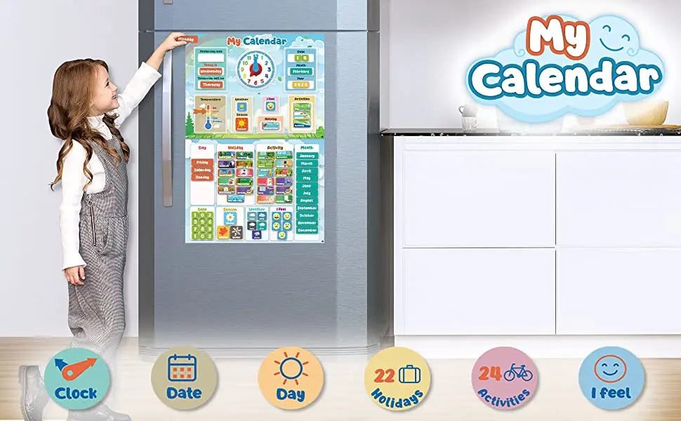 My First Daily Calendar For Kids Magnetic Educational Toy For Toddlers ...