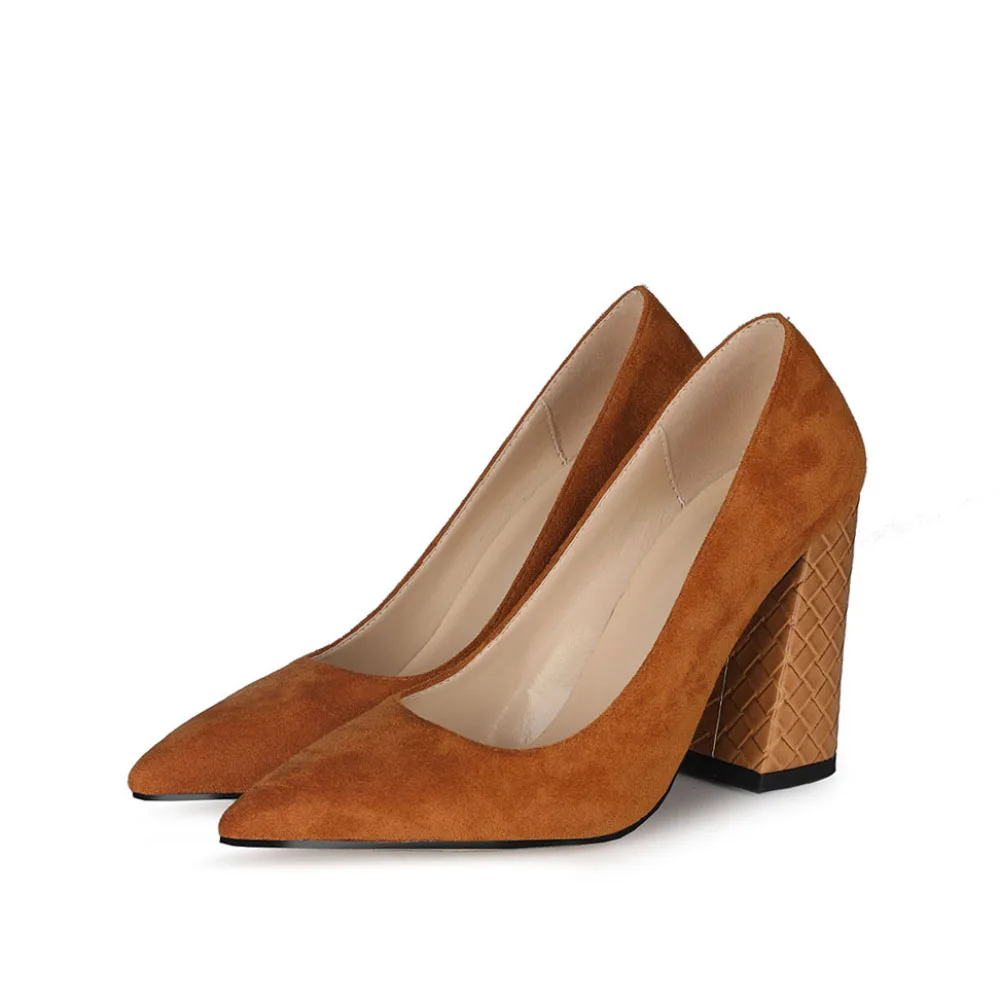 

Multi Color Size 12 Block High Heels Women Party Shoes Easy Walk Faux Suede Ladies Dress Shoes, Customized