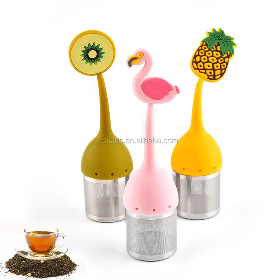 

Custom Xmas Design Stainless Steel Flamingo Fruit Shape Silicone Tea Infuser, Various colors available