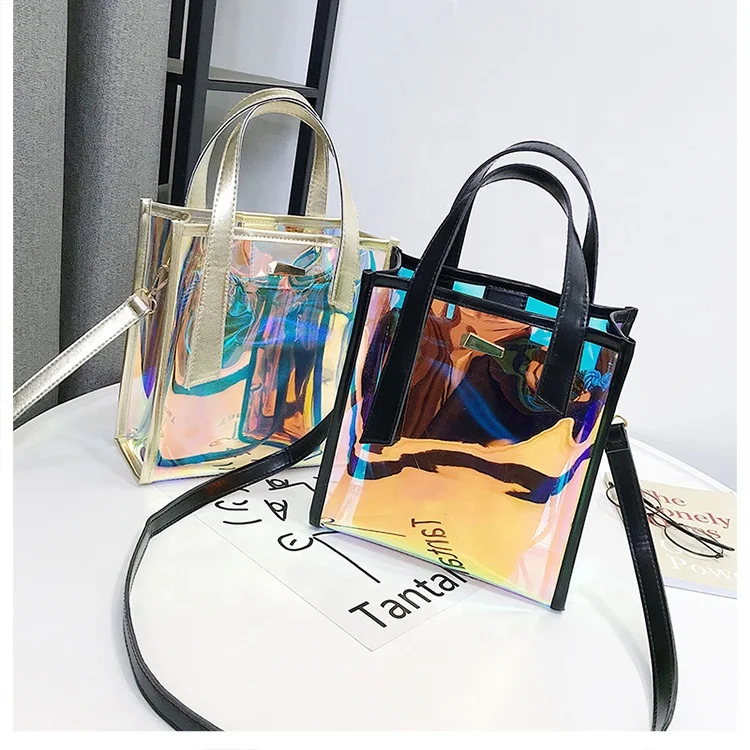 

2019 fashion Transparent Holographic Laser Hologram Handbag for Women Large Capacity Totes Ladies Fashion Colorful Shoulder Bag