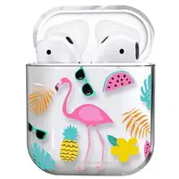 

Girls Pink Flamingo Crystal Clear Hard PC Cover For AirPods Case Transparent
